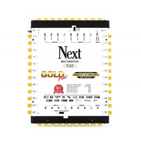 Next YE-10/24 Hybrid Sonlu ve Kaskatlı Bir Arada Gold Plus Multiswitch Uydu Santrali