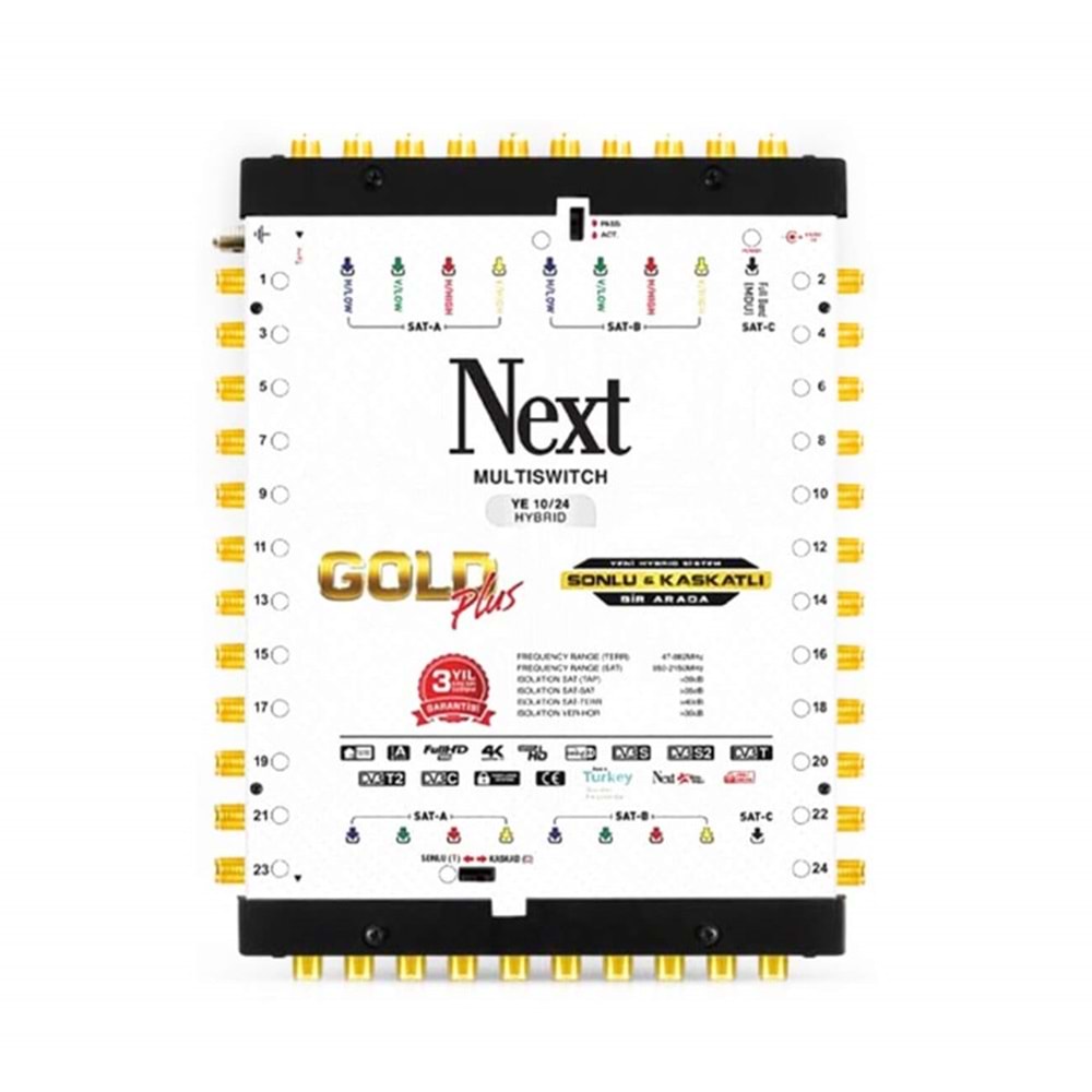 Next YE-10/24 Hybrid Sonlu ve Kaskatlı Bir Arada Gold Plus Multiswitch Uydu Santrali