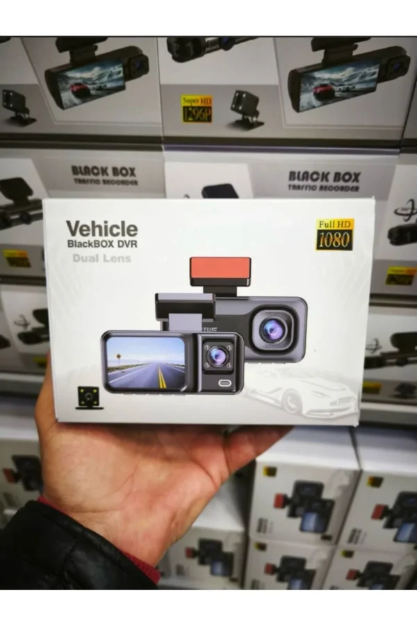 3 LENS'Lİ WİFİ ÖZELLİKLİ 2 İNÇ 1080p Araç içi 3 Kameralı Lcd Ekranlı Gece Görüşlü Araç İçi Kamera