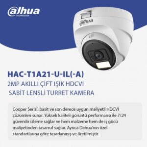 Dahua HAC-T1A21P-U-IL-A Gece Renkli Sesli 2MP 1080P 2.8MM Lens Smart Dual Led Full Color Dahili Mikrofonlu HDCVI AHD Kamera