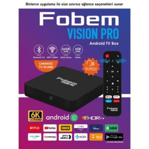Fobem Vısıon PRO Android 12 Wifi 5.0Ghz 4GB Ram 64GB Rom Ses Komutlu Akılı Kumanda