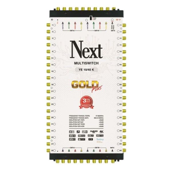 Next YE-10/40 Hybrid Sonlu ve Kaskatlı Bir Arada Gold Plus Multiswitch Uydu Santrali