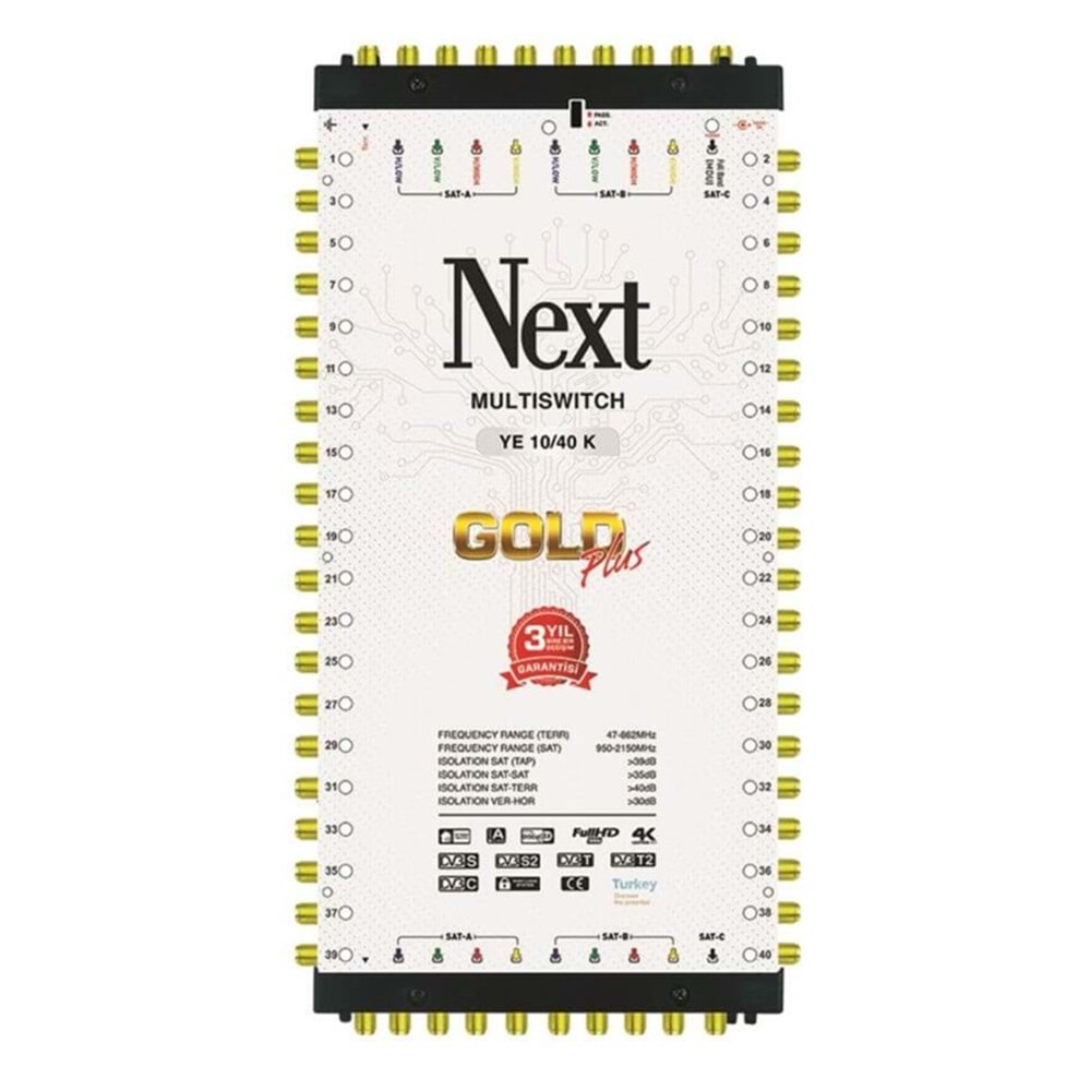 Next YE-10/40 Hybrid Sonlu ve Kaskatlı Bir Arada Gold Plus Multiswitch Uydu Santrali
