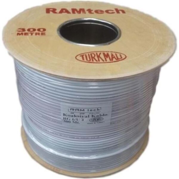 Ramtech 300 metre Çift Folyolu 80 Telli Trishield Rg-6 U Uydu Kablosu